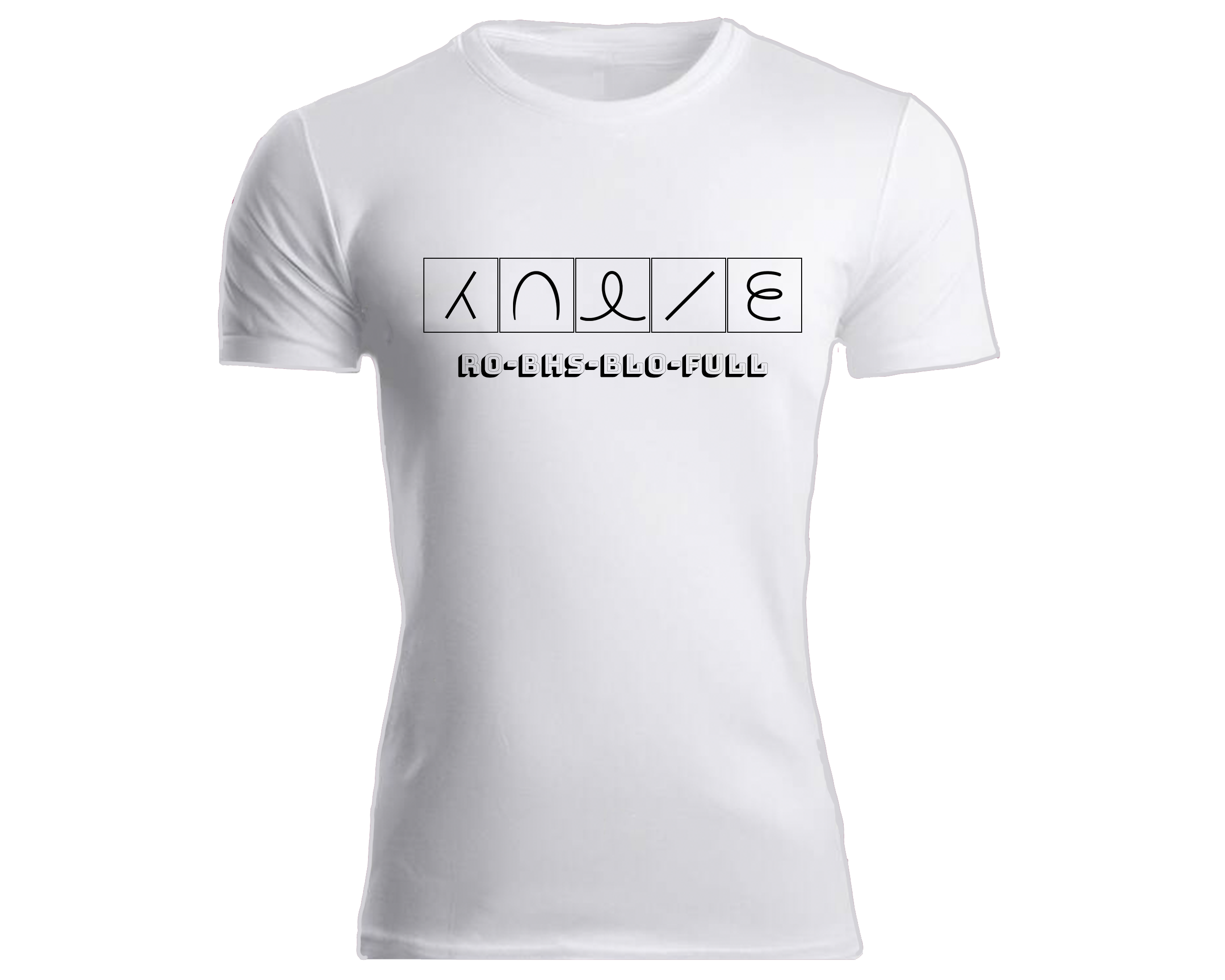 White tee with block symbols